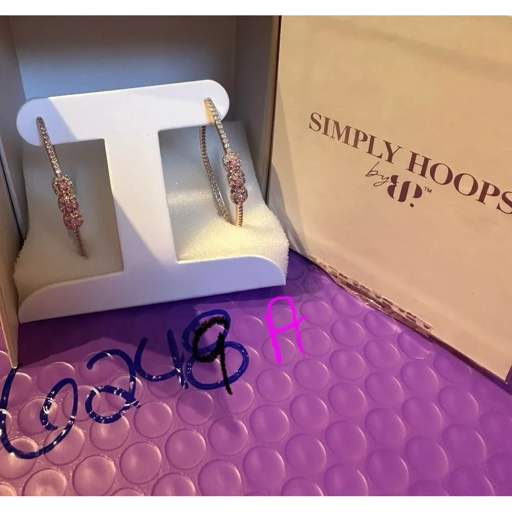 Bomb Party Simply Hoops RBP7130 Kori Hoop Chic Pink Ice Crystal Rose Gold